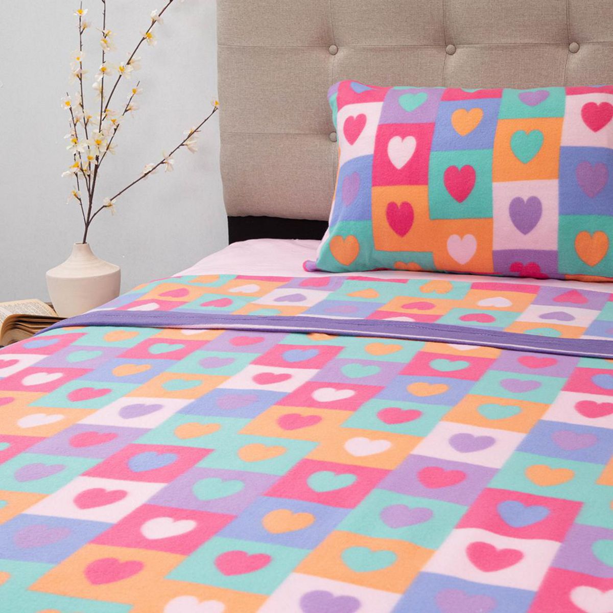 DORAL - Sábana Polar Kids Corazones1.5 plazas Multicolor