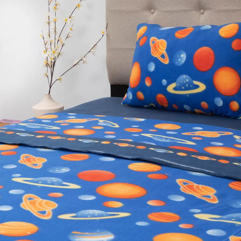 Sábana Polar Kids Espacio 1.5 plazas MUlticolor