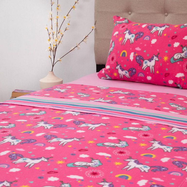 Sábana Polar Kids Unicornios 1.5 plazas Multicolor