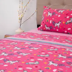 DORAL - Sábana Polar Kids Unicornios 1.5 plazas Multicolor