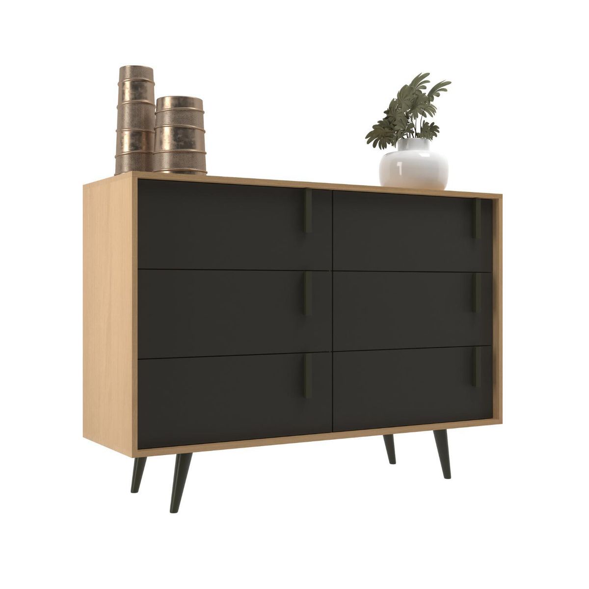 ONESSTA - Comoda 6 Cajón(es) Tulipa 124x90x45 cm Nogal/grafito