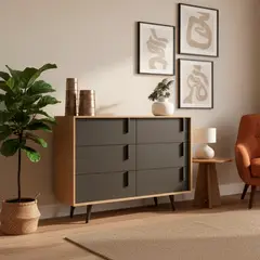 ONESSTA - Comoda 6 Cajón(es) Tulipa 124x90x45 cm Nogal/grafito