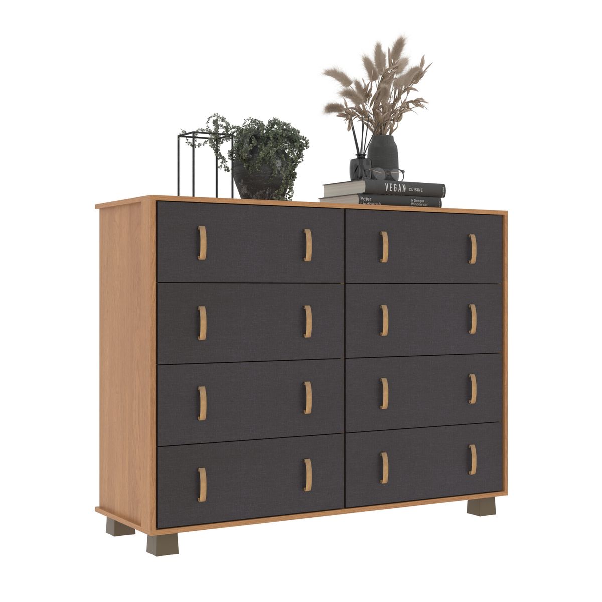 ONESSTA - Comoda 8 Cajón(es) Helena 136x100x45 cm Nogal/grafito