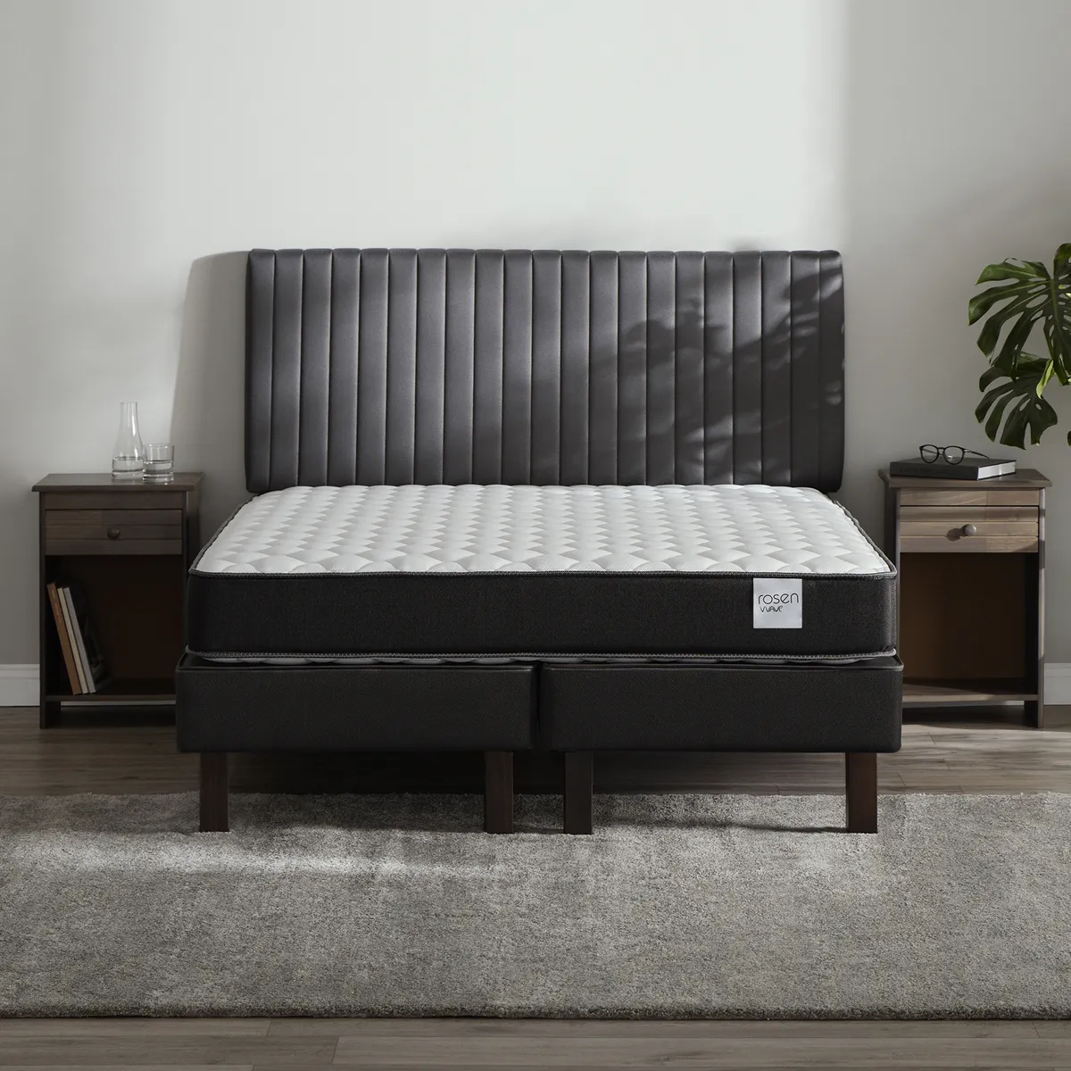 ROSEN - Cama 2 plazas Europea Wave Gris