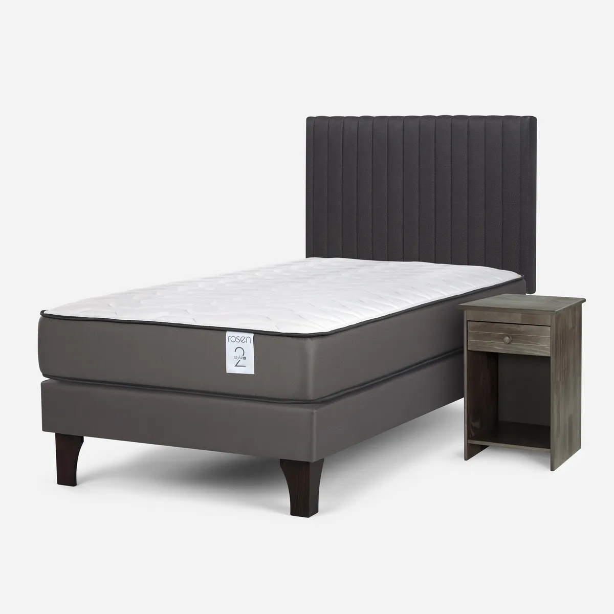 ROSEN - Cama 1.5 plazas Europea New Style 2 Plus Gris