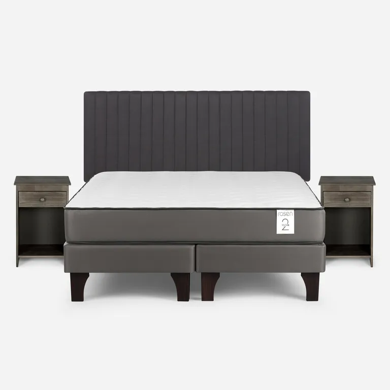 ROSEN Cama 2 plazas Europea New Style 2 Plus Gris