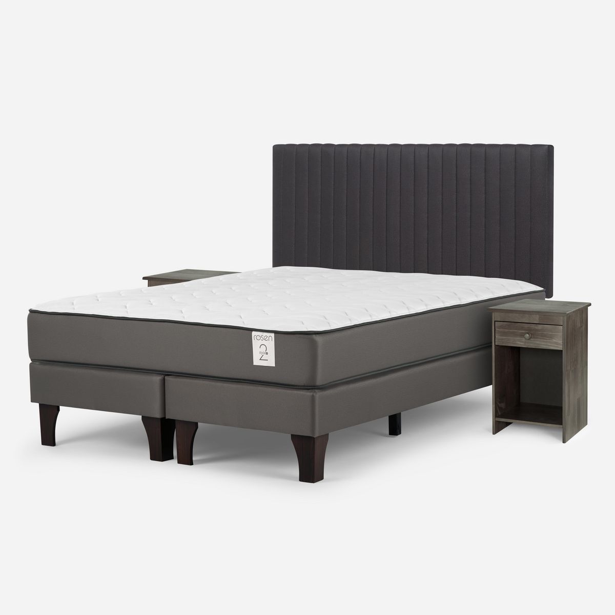 ROSEN - Cama 2 plazas Europea New Style 2 Plus Gris