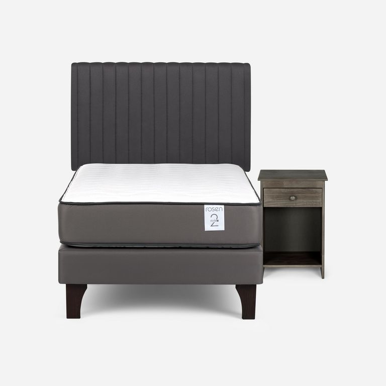 ROSEN Cama 1 Plaza Europea New Style 2 Plus + Respaldo + Velador