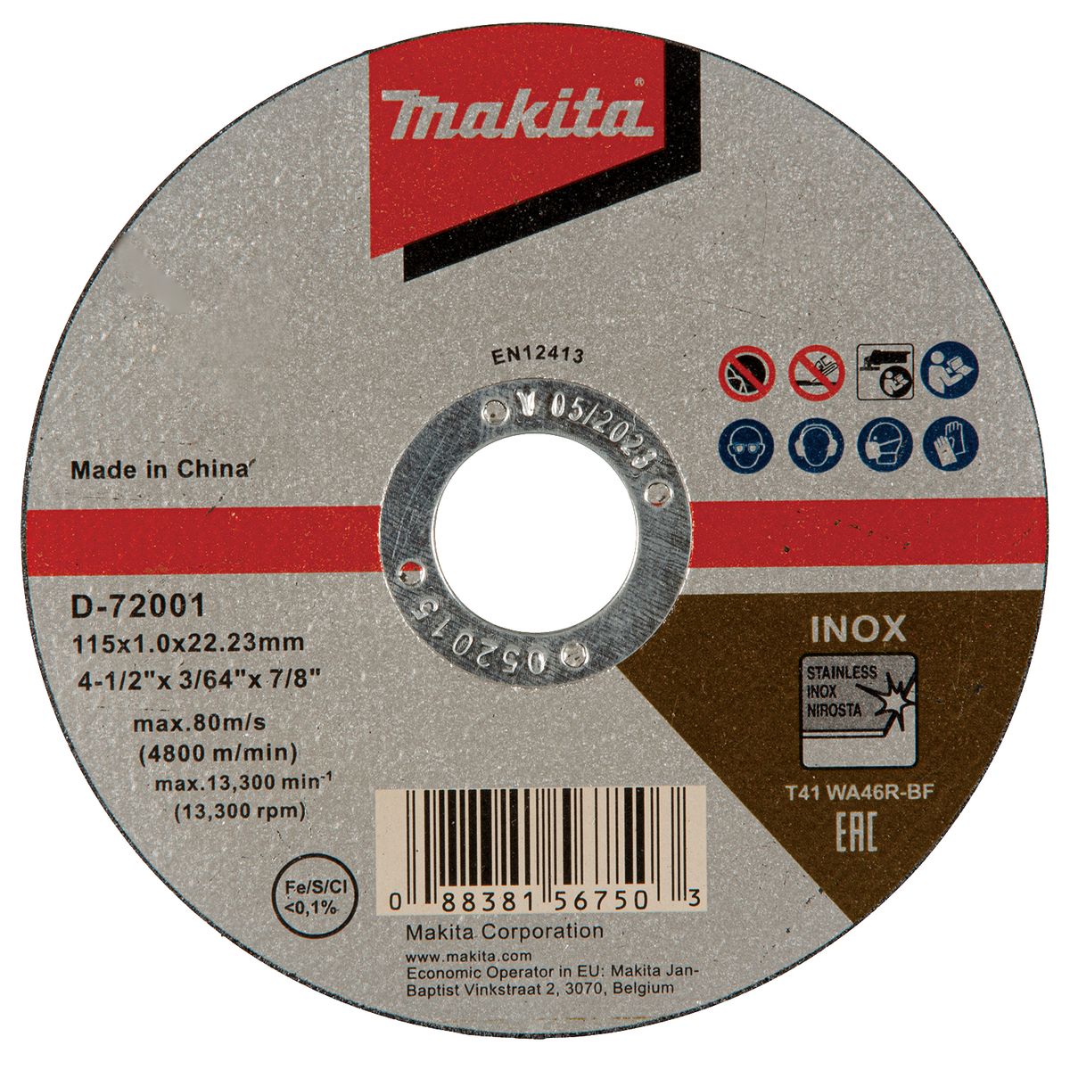 MAKITA - Pack disco de corte acero inox 4-1/2"25 pzas