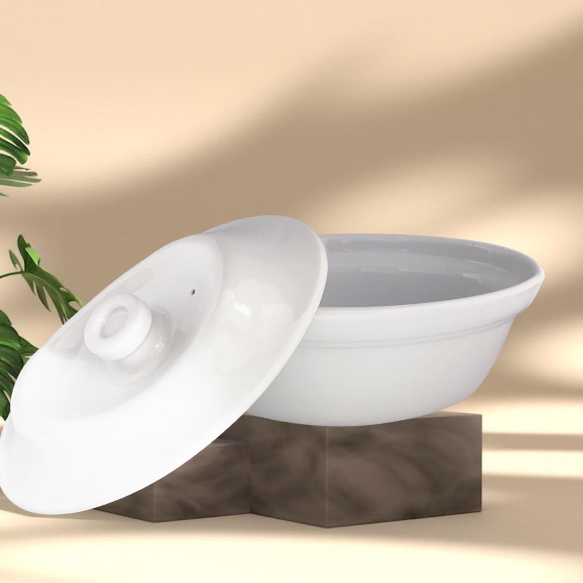 CLEVERWAY - Fuente Cleverway Rectangular Blanca con Tapa 25x16.5 cm