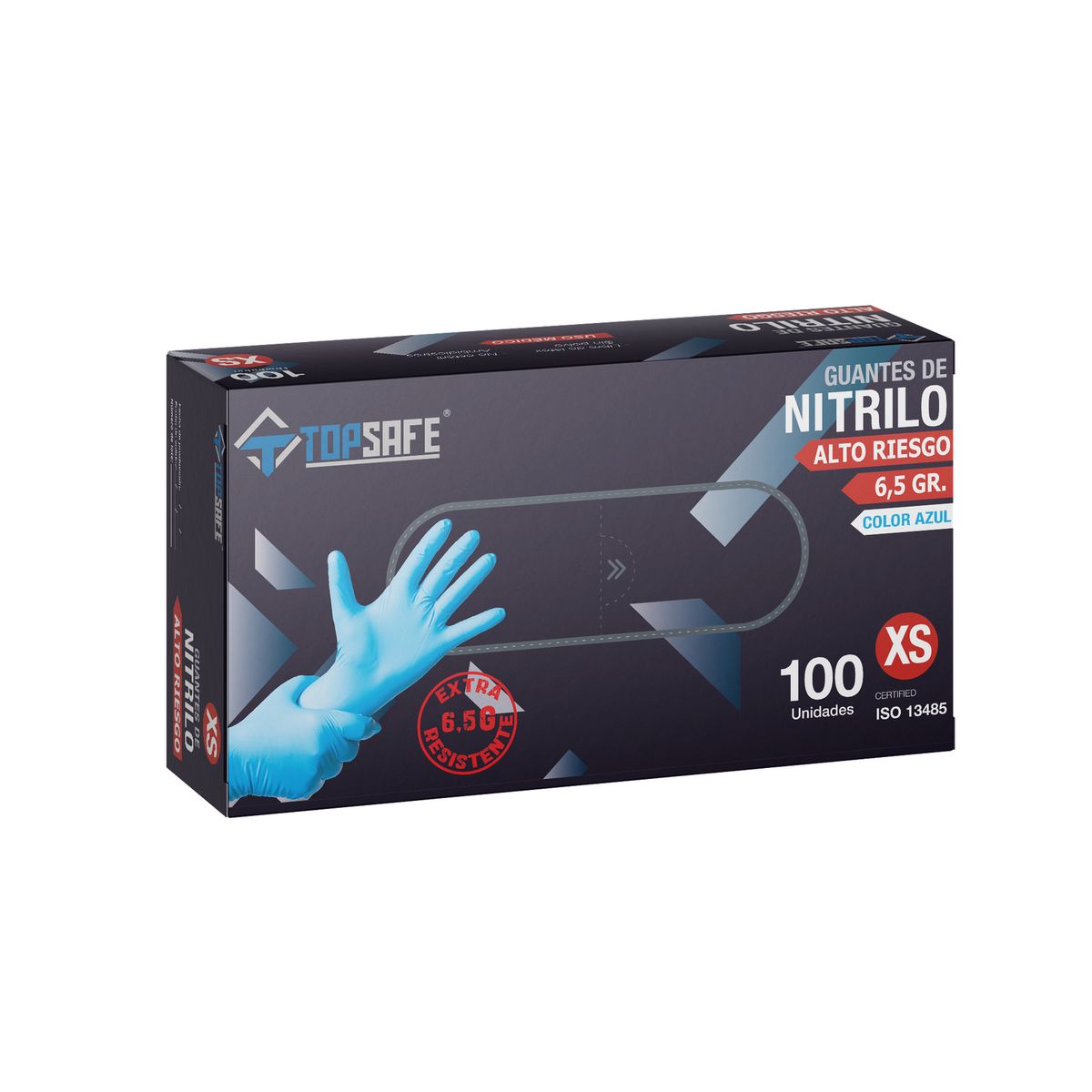 TOPSAFE - Guante de Nitrilo XL Azul
