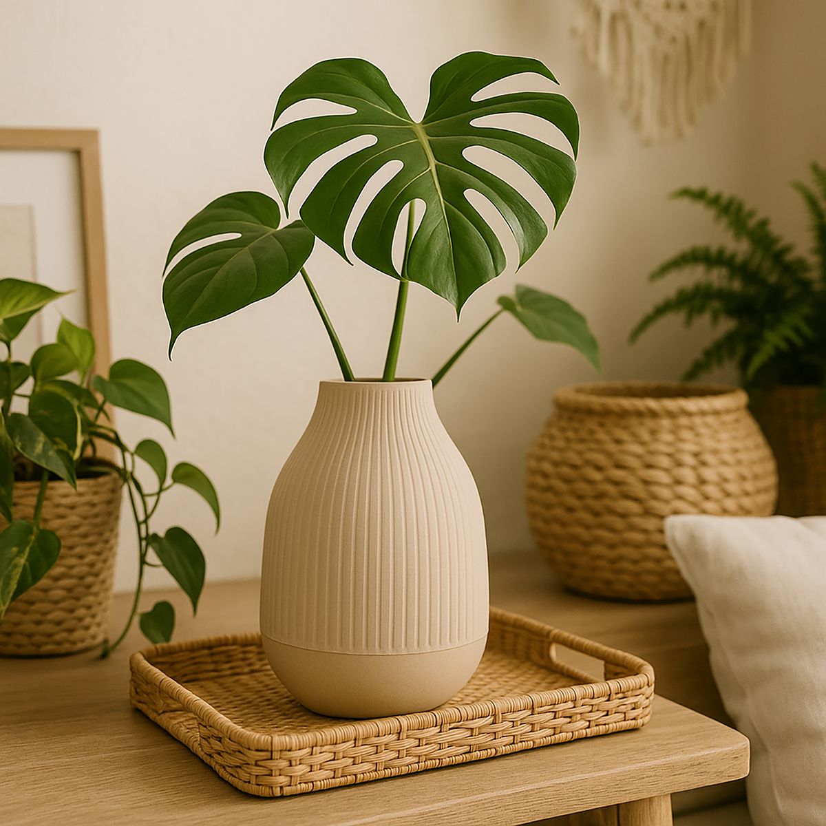 DECOGREEN - Florero base biobamboo café 18x25 cm