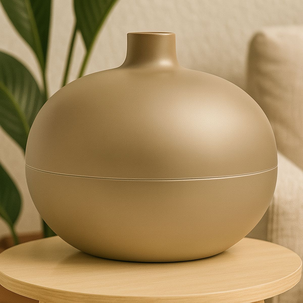 DECOGREEN - Florero redondo biobamboo beige 20x15 cm