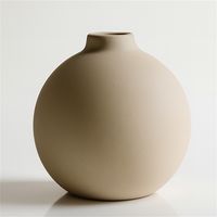 Florero de cerámica nórdico circular beige 11x9 cm