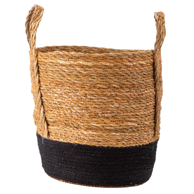 Canasto Decorativo Bicolor Con Asa Shiva 28X26 Cm