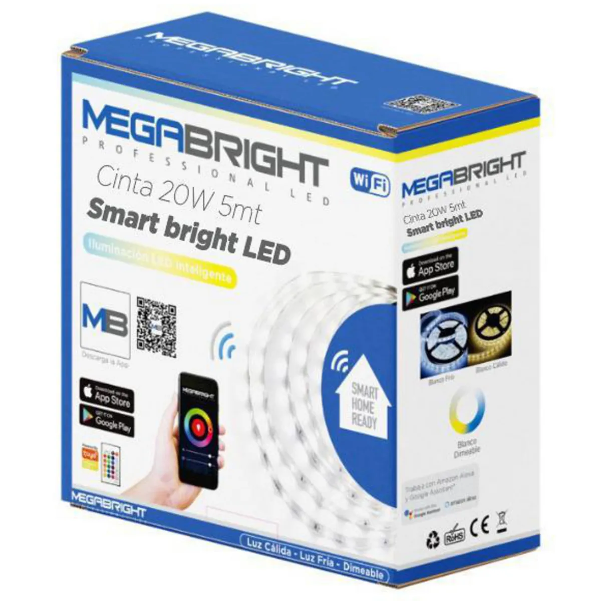 MEGABRIGHT - Cinta Luz Led Smart 20W 5 mt luz fría y calida