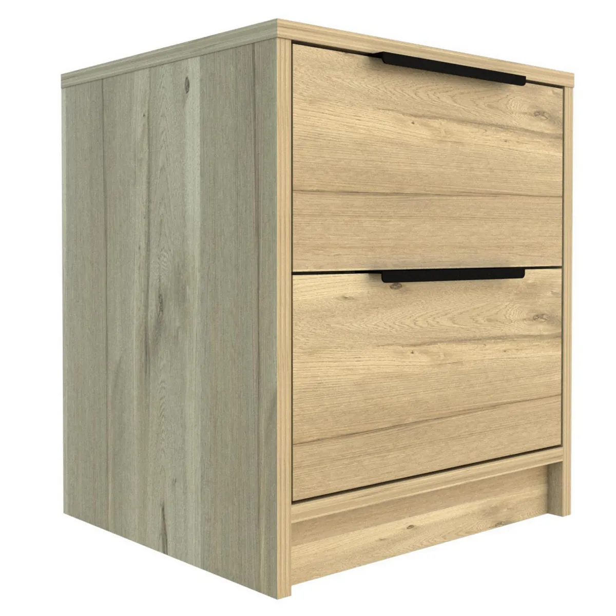 TUHOME - Velador 2 Cajón(es) Kaia 41x48x36.3 cm Duna y blanco