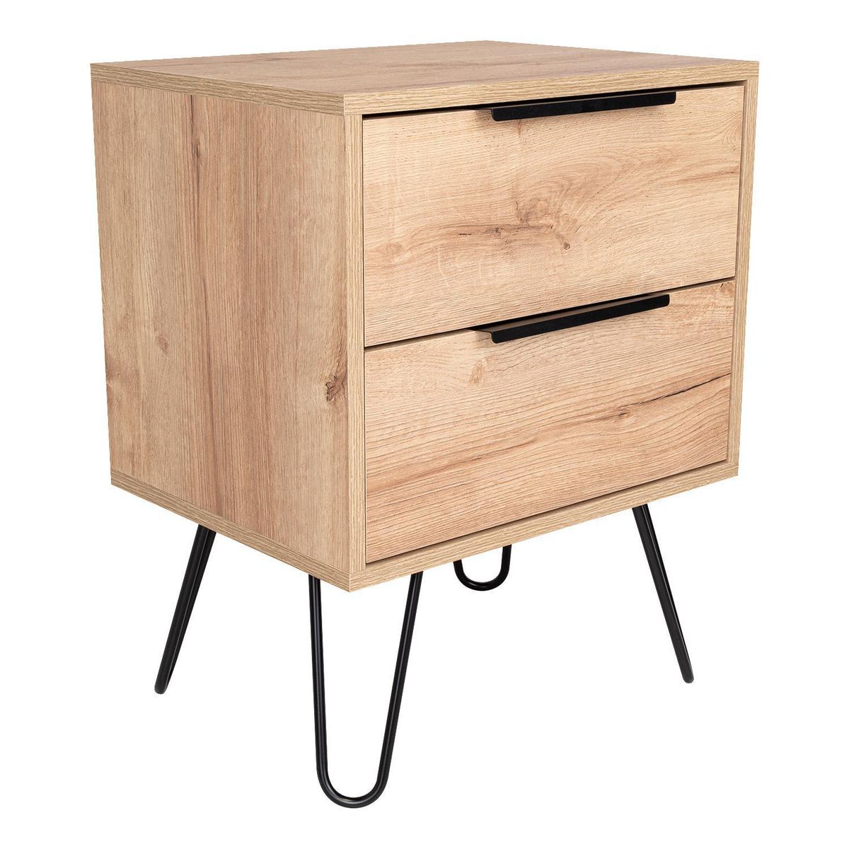 TUHOME - Velador 2 Cajón(es) Augusta 45x57x34.8 cm Duna y wengue