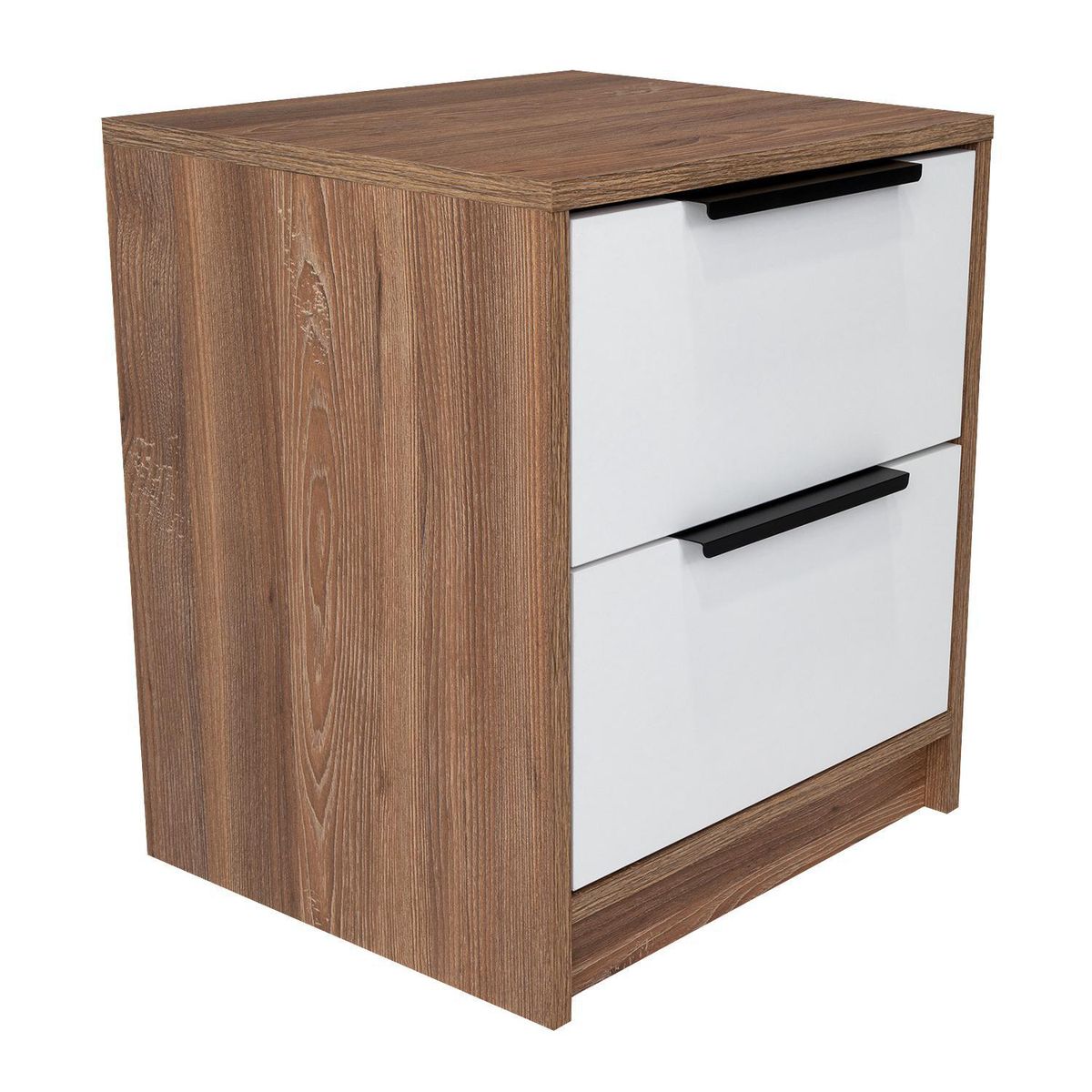 TUHOME - Velador 2 Cajón(es) Kaia 41x48x36.5 cm Miel y blanco