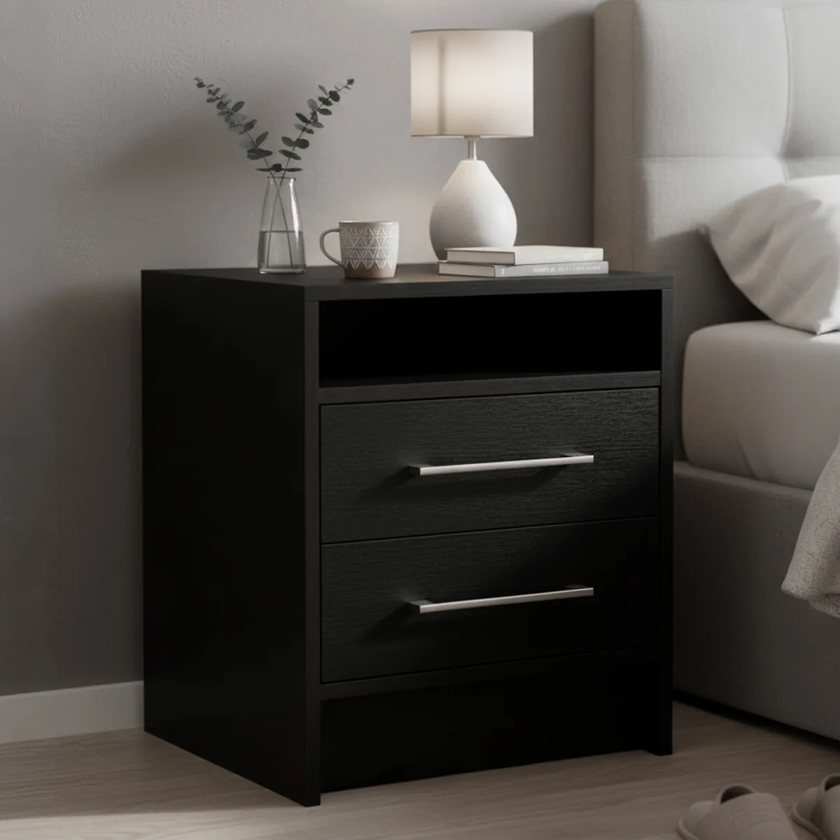 TUHOME - Velador 2 Cajón(es) Eter 40x50.7x37.3 cm Wengue