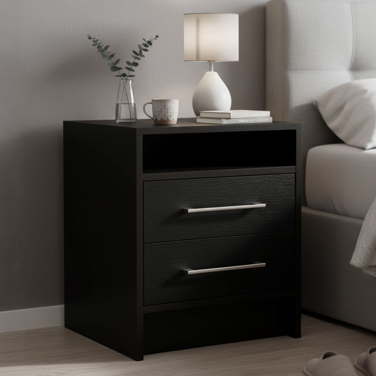 TUHOME - Velador 2 Cajón(es) Eter 40x50.7x37.3 cm Wengue