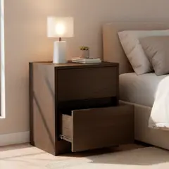 TUHOME - Velador 2 Cajón(es) Trivor 40x47.2x32 cm Wengue