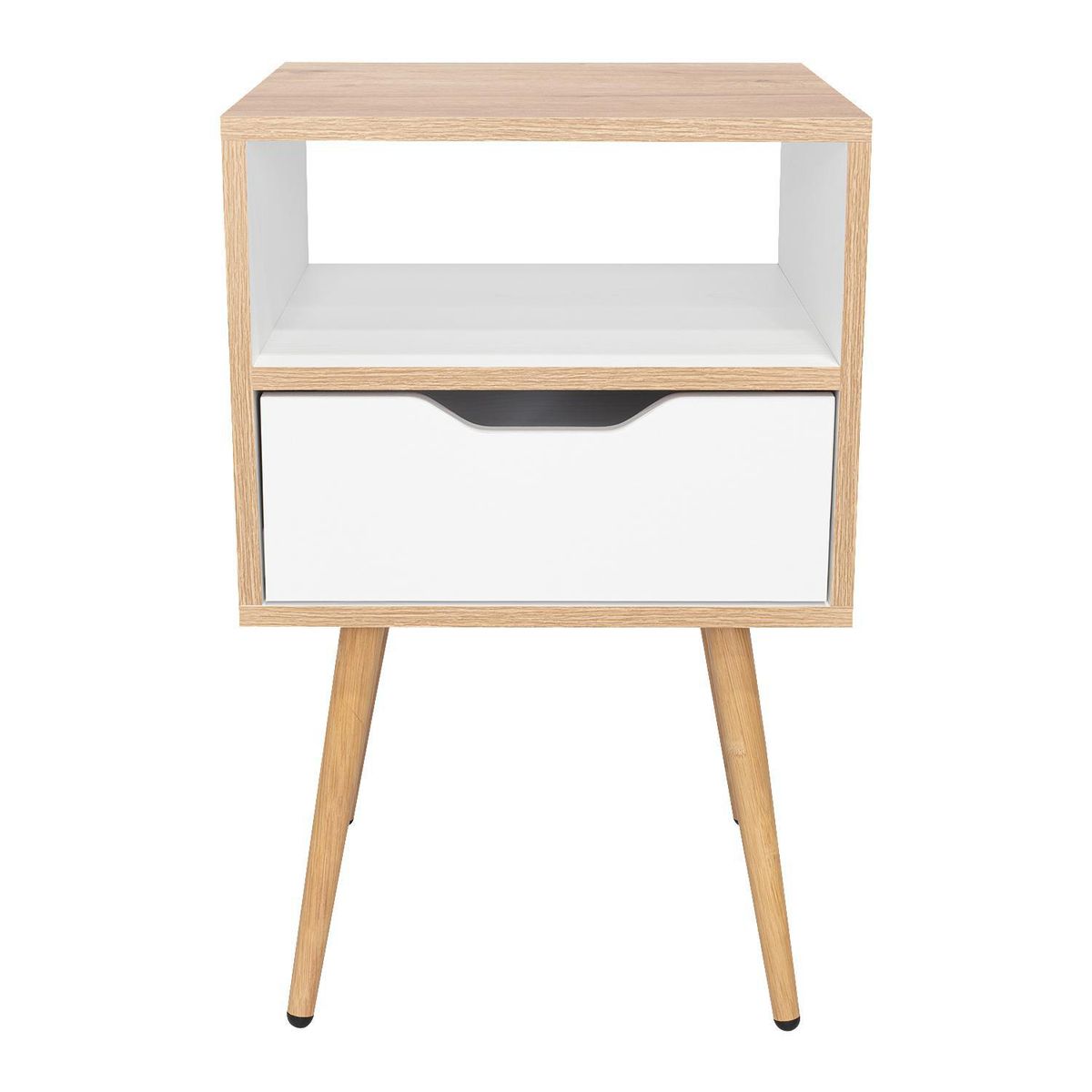 TUHOME - Velador 1 Cajón(es) Otom 40x63x35 cm Duna y blanco