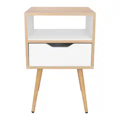 TUHOME - Velador 1 Cajón(es) Otom 40x63x35 cm Duna y blanco