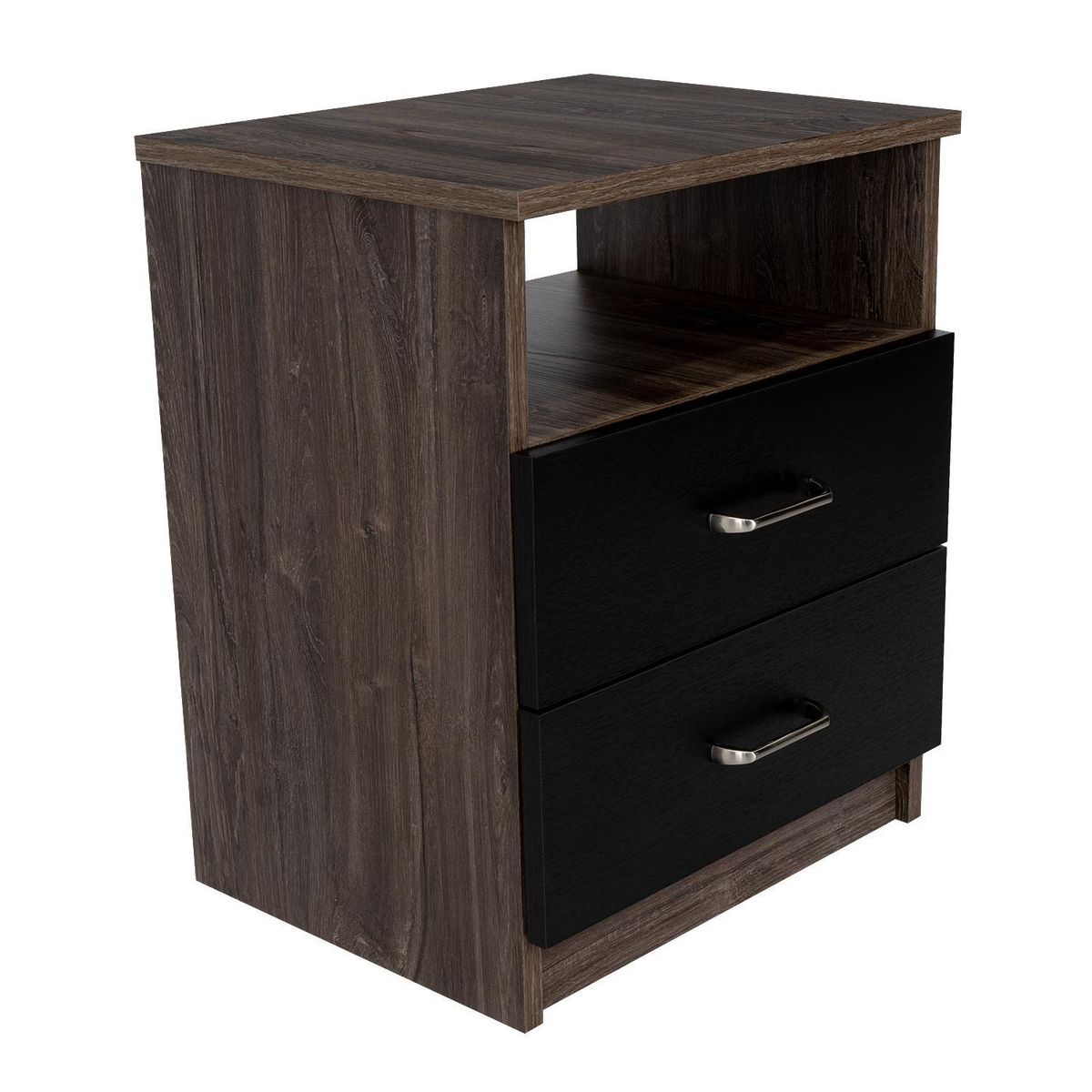 TUHOME - Velador 2 Cajón(es) Napoles 40.7x50.7x33 cm Siena y wengue