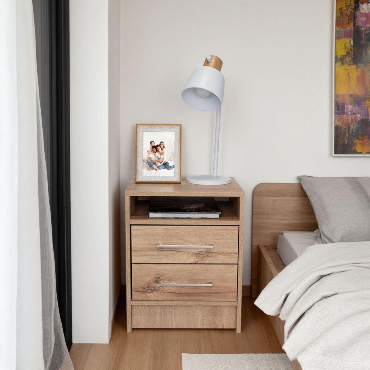 TUHOME - Velador 2 Cajón(es) Eter 40x50.7x37.3 cm Duna