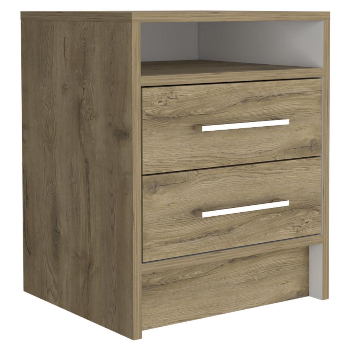 TUHOME - Velador 2 Cajón(es) Eter 40x50.7x37.3 cm Macadamia y blanco