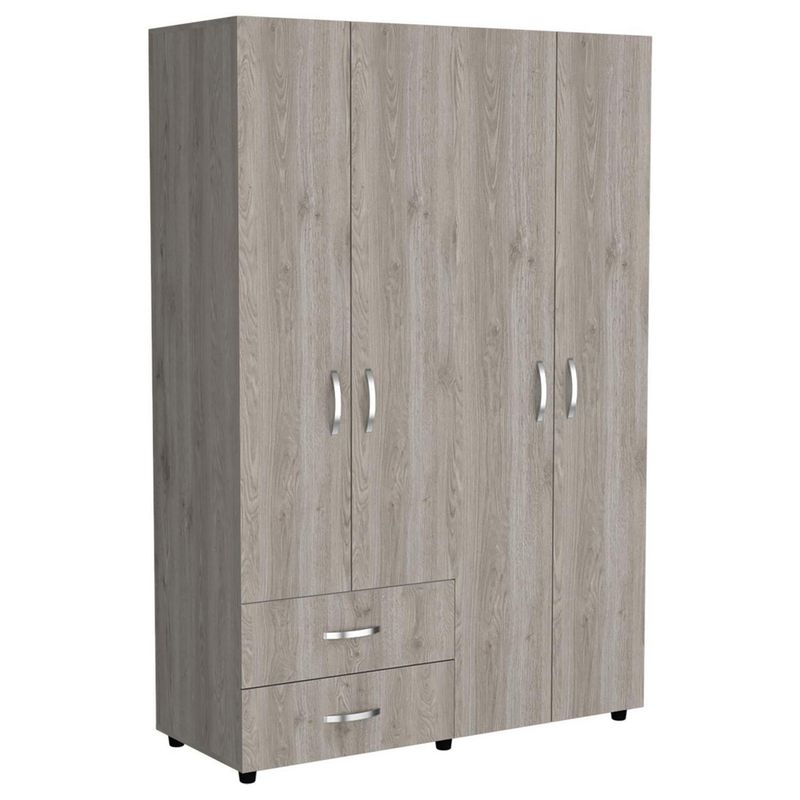 TUHOME - Closet 4 Puerta(s) 2 Cajón(es) 4 Repisa(s) 120x180x47 cm Ceniza y blanco