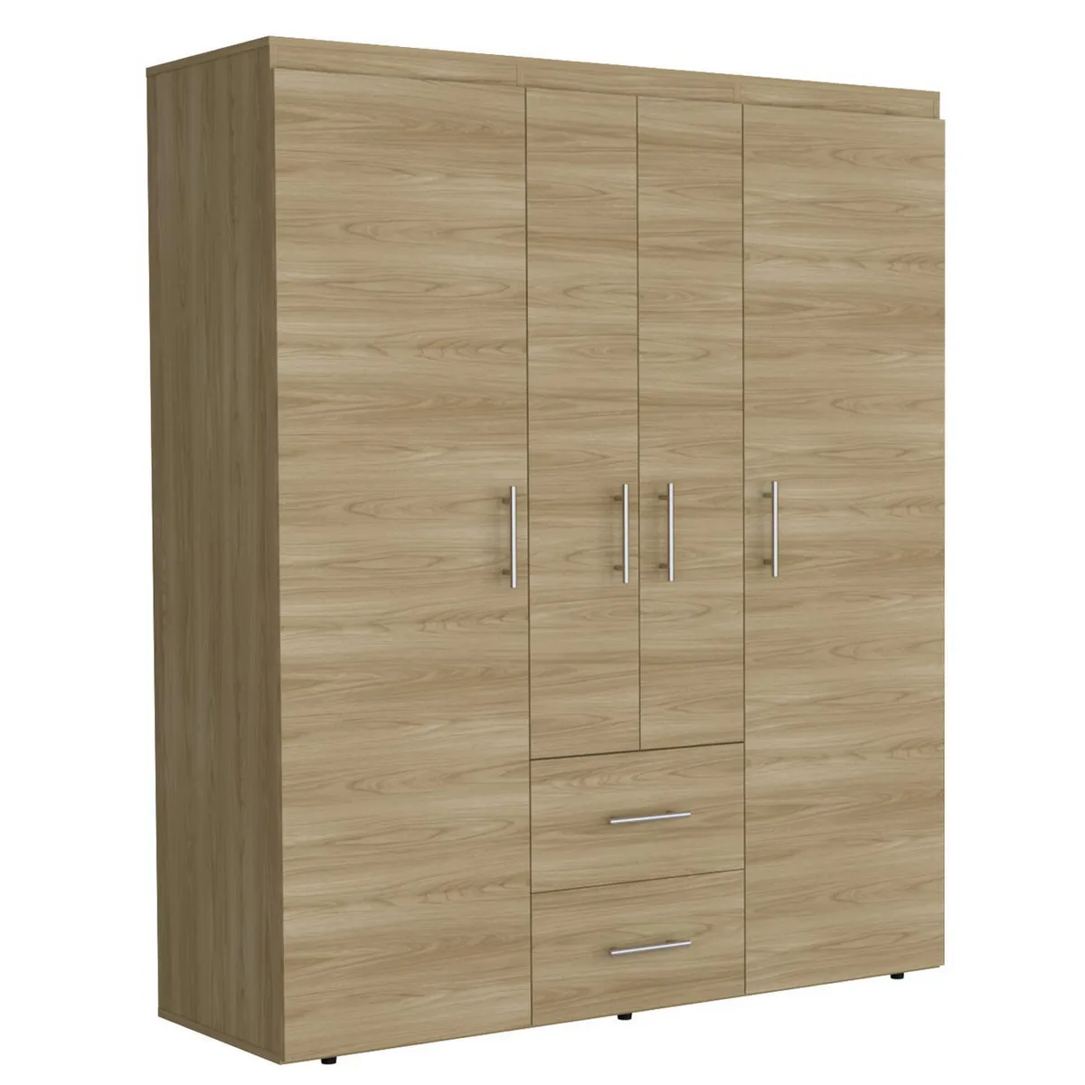 TUHOME - Closet 4 Puerta(s) 2 Cajón(es) 6 Repisa(s) 150.3x177.9x50.4 cm Fresno europeo y wengue
