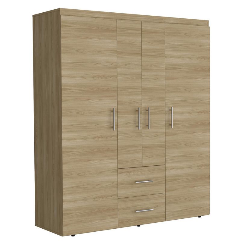 TUHOME - Closet 4 Puerta(s) 2 Cajón(es) 6 Repisa(s) 150.3x177.9x50.4 cm Fresno europeo y wengue