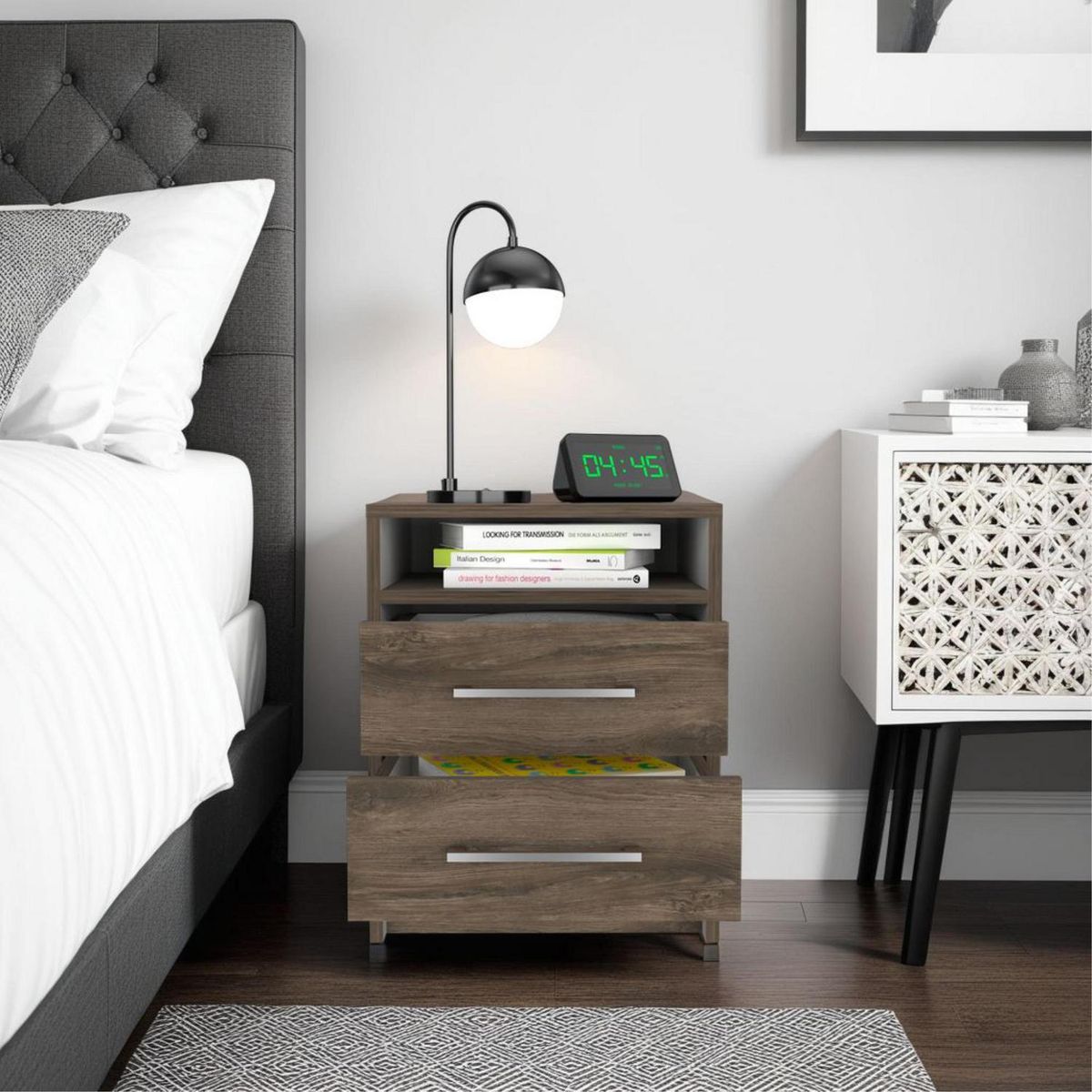 TUHOME - Velador 2 Cajón(es) Eter 40x50.7x37.3 cm Bellota