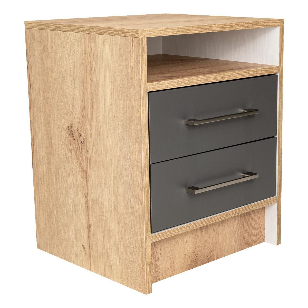 TUHOME - Velador 2 Cajón(es) Eter 40x50.7x37.3 cm Duna, blanco y plomo