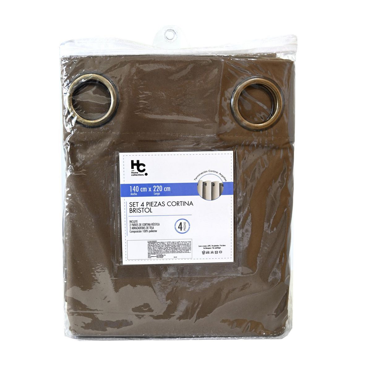 DORAL - Cortinas 2 Paños 120x220 + Abrazaderas Colores Surtidos