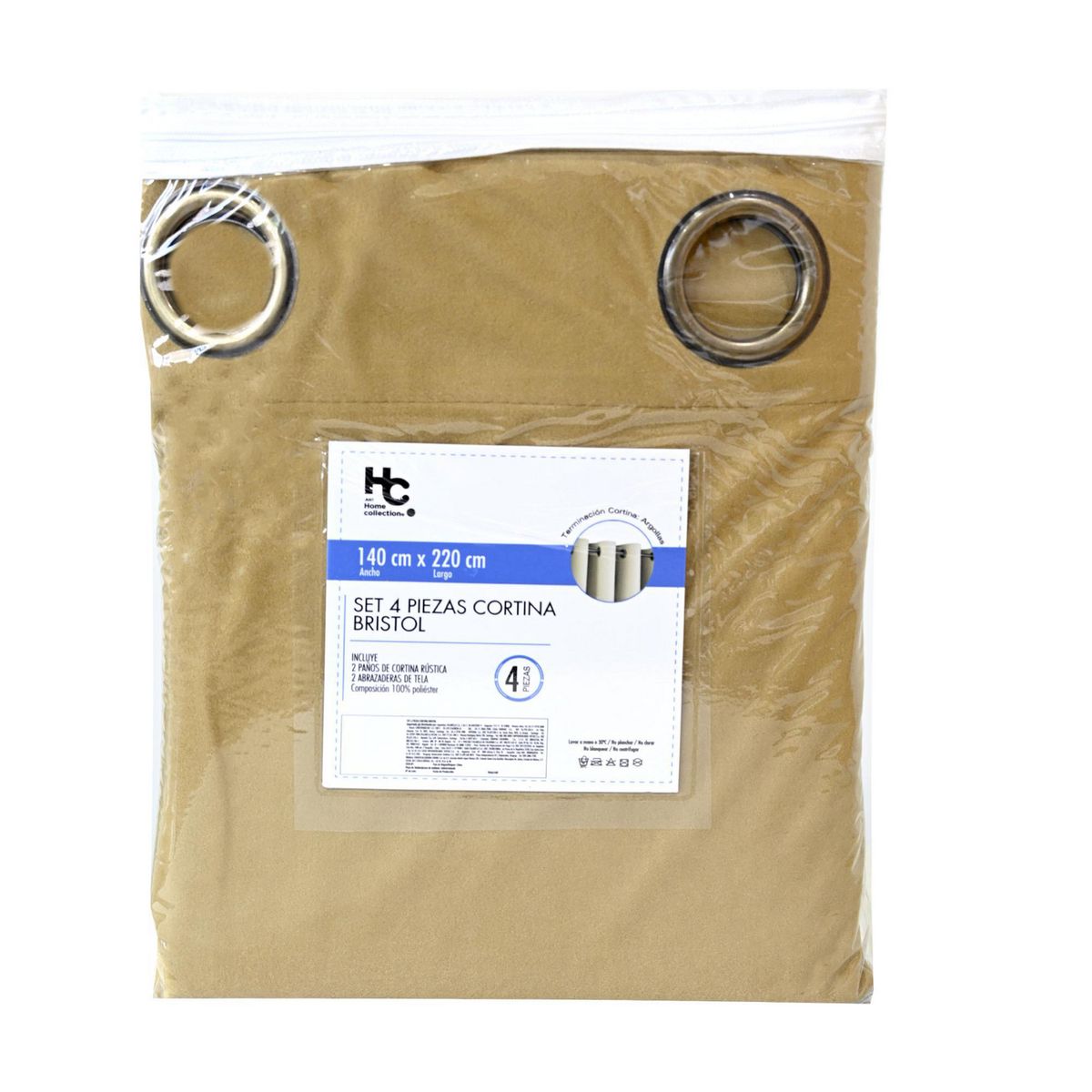 DORAL - Cortinas 2 Paños 120x220 + Abrazaderas Colores Surtidos