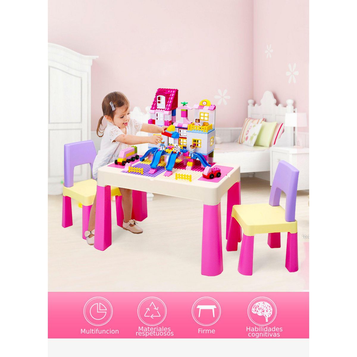 KIDSCOOL - Mesa didáctica 33x55x33 cm Rosado Desde 3 años