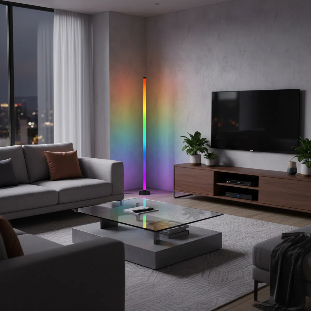 LEDZONE - Lampara de Pie Magic RGB Multicolor 2x1.2 m