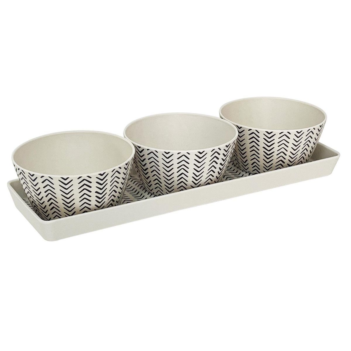 DECOGREEN - Set de 3 Bowls Con Bandeja Flechas