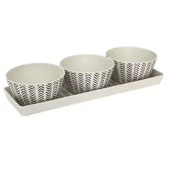 DECOGREEN - Set 3 Bowls Con Bandeja Flechas