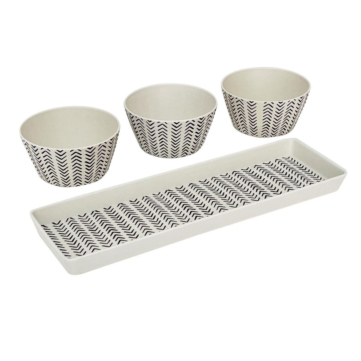 DECOGREEN - Set de 3 Bowls Con Bandeja Flechas