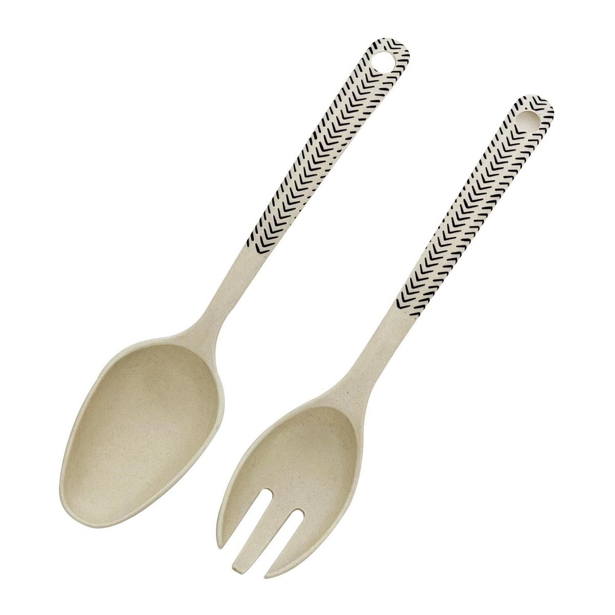 DECOGREEN - Set de Cuchara y Tenedor Decogreen para Ensalada Blanco/negro