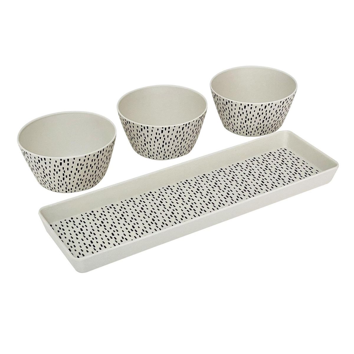 DECOGREEN - Set de 3 Bowls Con Bandeja Puntos