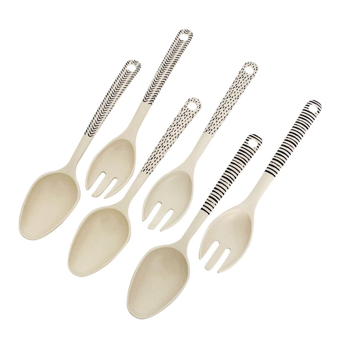 DECOGREEN - Set de Cuchara y Tenedor para Ensalada Decogreen Blanco/negro 2 Piezas