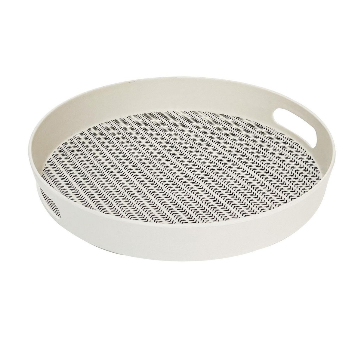 DECOGREEN - Bandeja Bambú Redonda 30x4.5 cm Blanco/negro