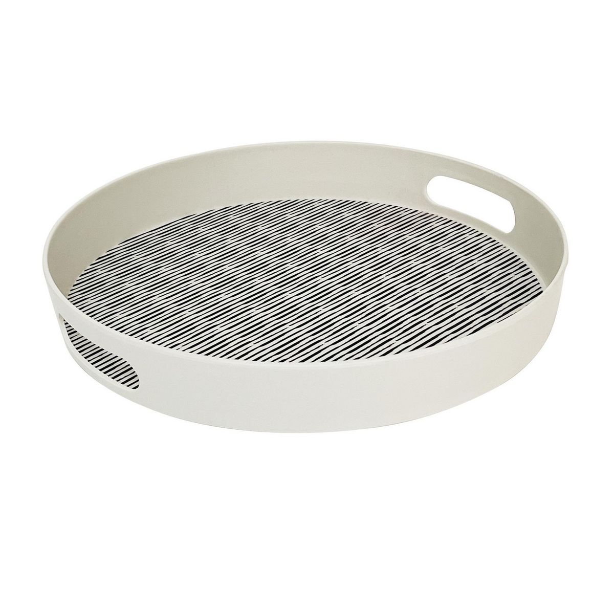 DECOGREEN - Bandeja Bambú Redonda 30x4.5 cm Blanco/negro