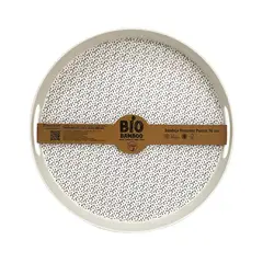 DECOGREEN - Bandeja Bambú Redonda 30x4.5 cm Blanco/negro