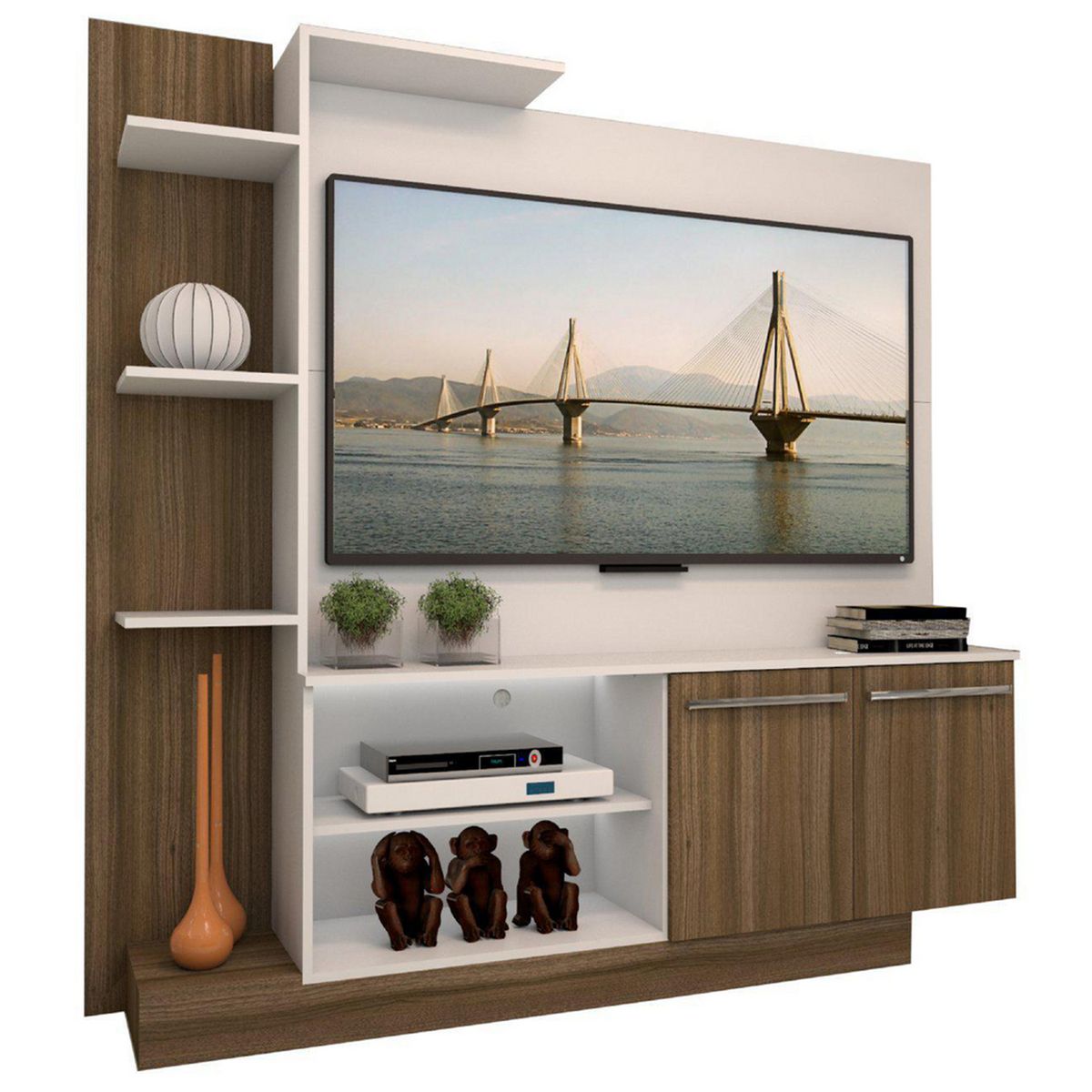 KIDSCOOL - Centro de entretenimiento 55 " 2473.0002 Blanco café 165x164x32.5 cm